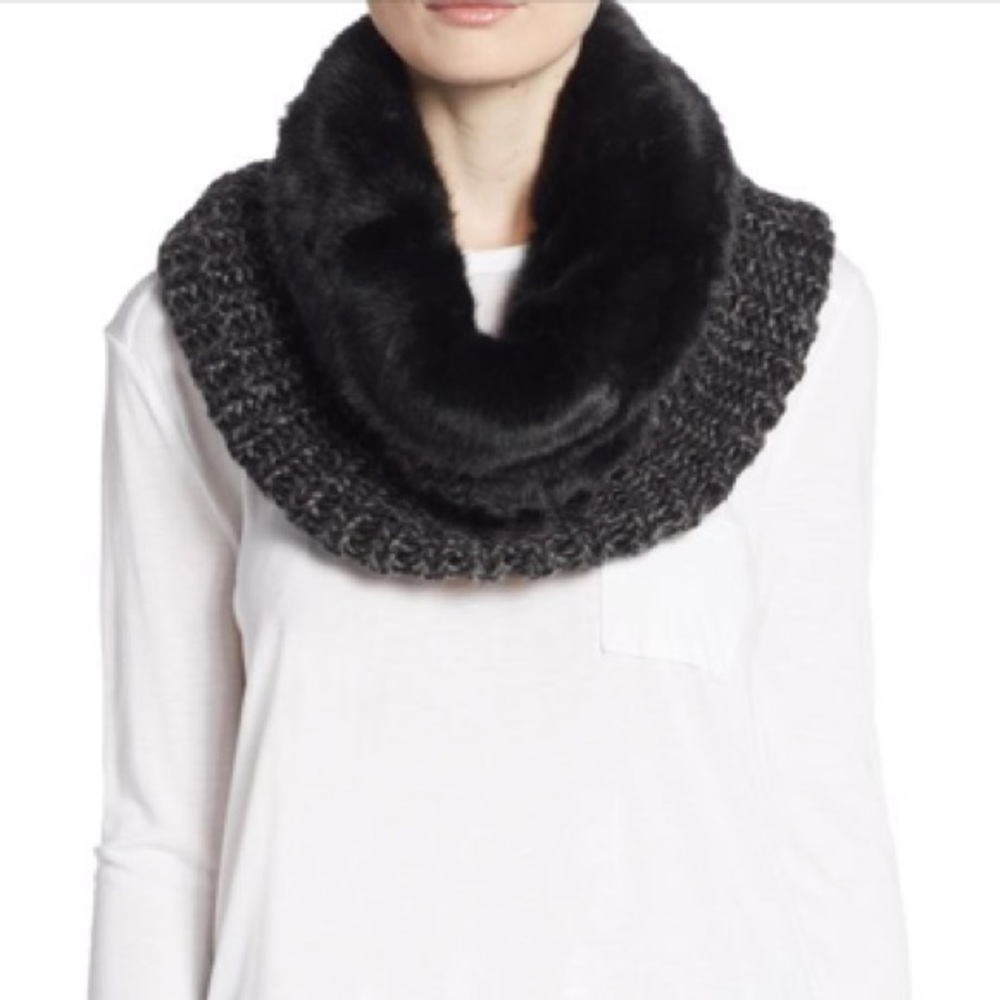 SAKS Faux Fur & Chunky Knit Infinity Scarf